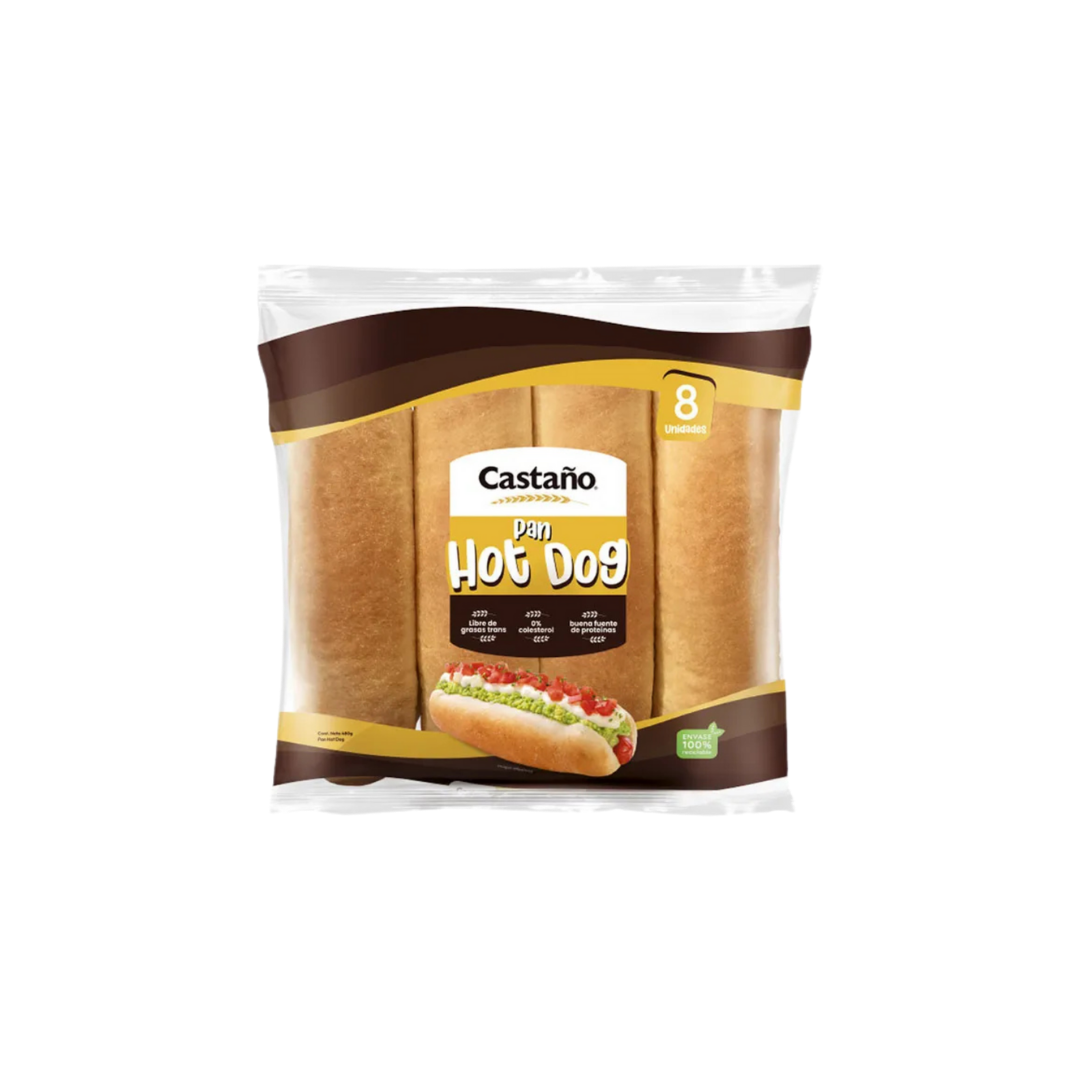 Pan hot dog castaño 8 unidades