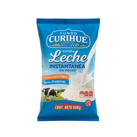 Leche entera en polvo instantánea fundo curihue 840 gr