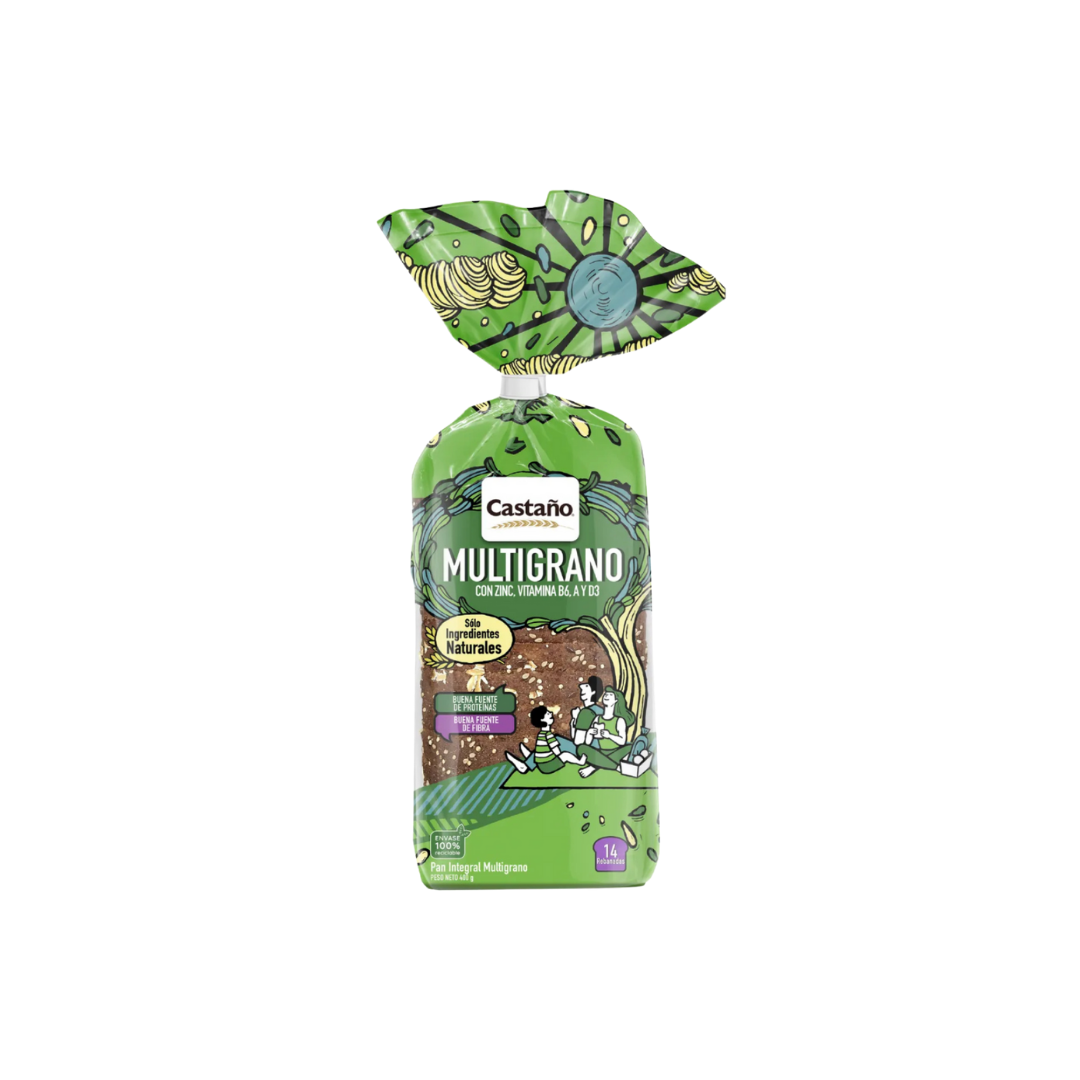 Pan multigrano castaño