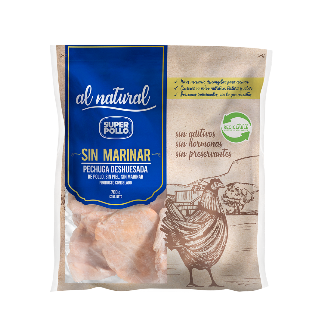 pechuga deshuesada sin marinar 700gr super pollo