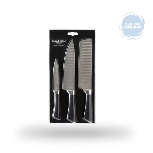 Set 3 Cuchillos WAVE KNIVES black bull