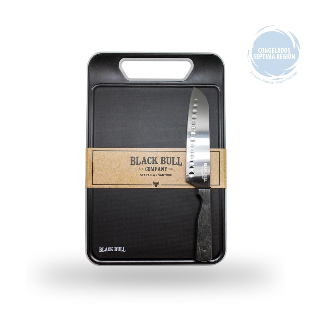 Set Tabla + Cuchillo SANTOKU Black Bull