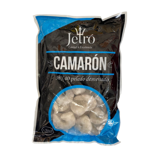 Camarón 36/40 kg crudo pelado y desvenado